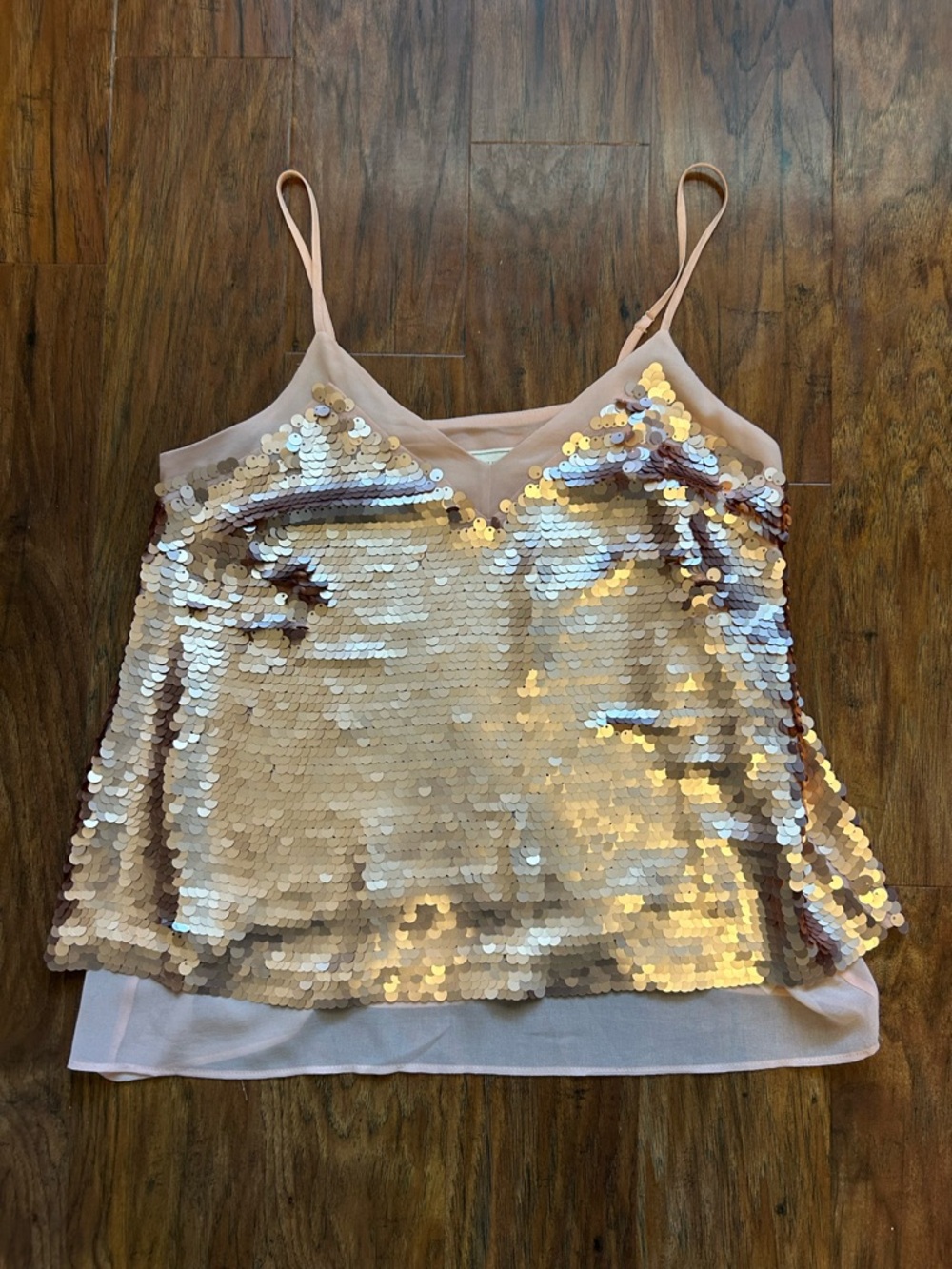 Anthropologie MOULINETTE SOEURS Pink Sequins Embellished Cami TOP Small 2 USA
